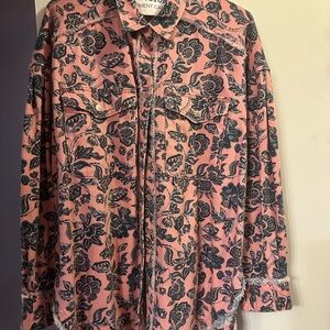 We The Free Pink Floral Button Down Shirt